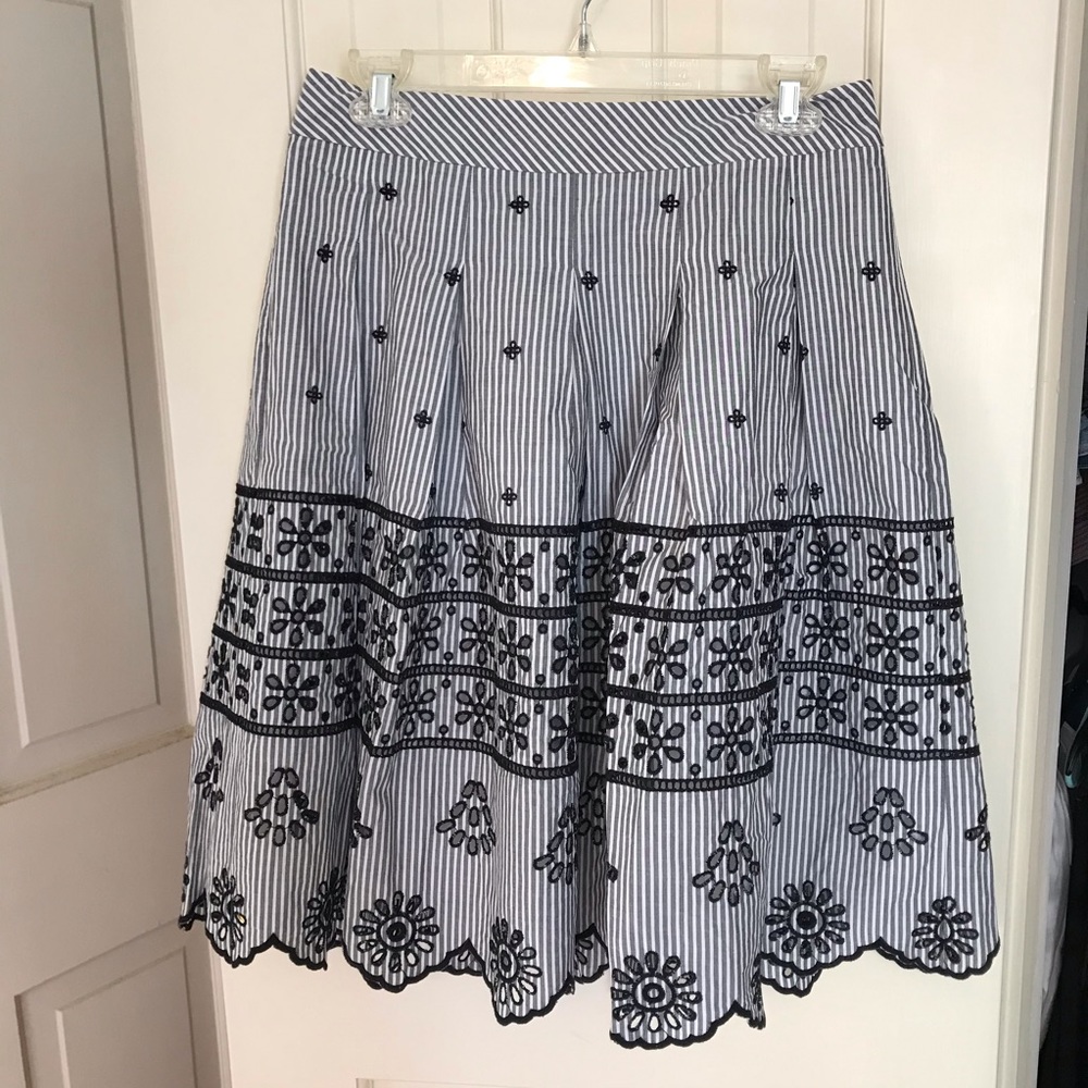 talbots pleated cotton eyelet skirt